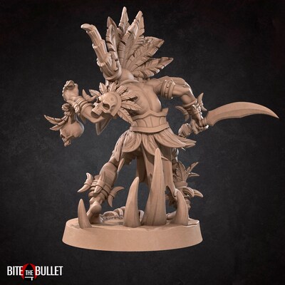 Witch Doctor from Bite the Bullet's Bullet Hell: Heroes set. Total height apx.51mm. Unpainted Resin Miniature - image2